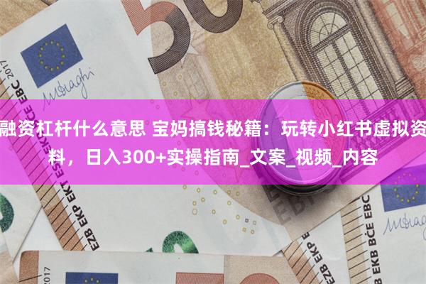 融资杠杆什么意思 宝妈搞钱秘籍：玩转小红书虚拟资料，日入300+实操指南_文案_视频_内容
